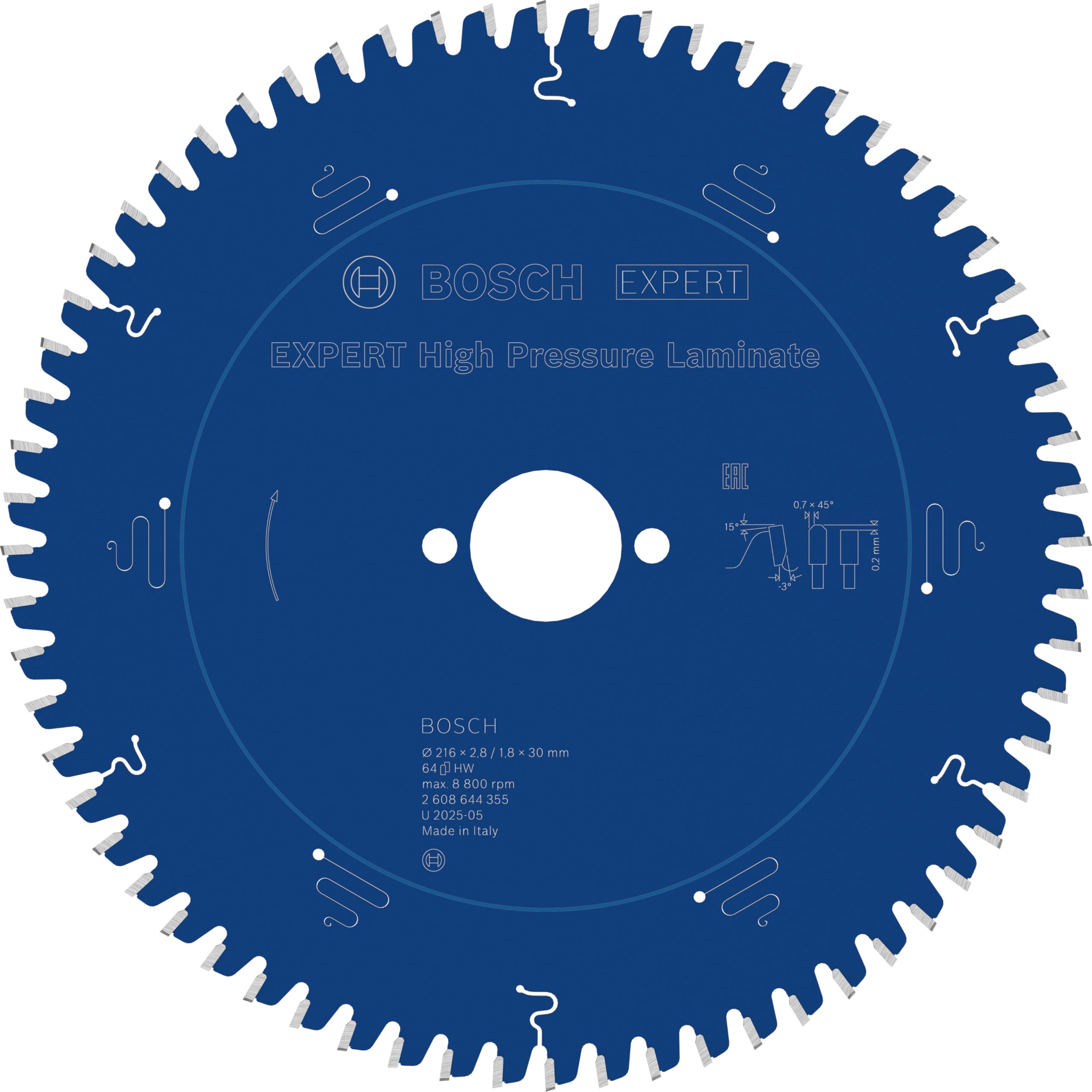 Bosch Colour Professional Circular Saw Blade Expert For High-Pressure Laminate (For High-Pressure Laminate, 216 X 30 X 2.8 Mm; Accessories For Circular Saws)