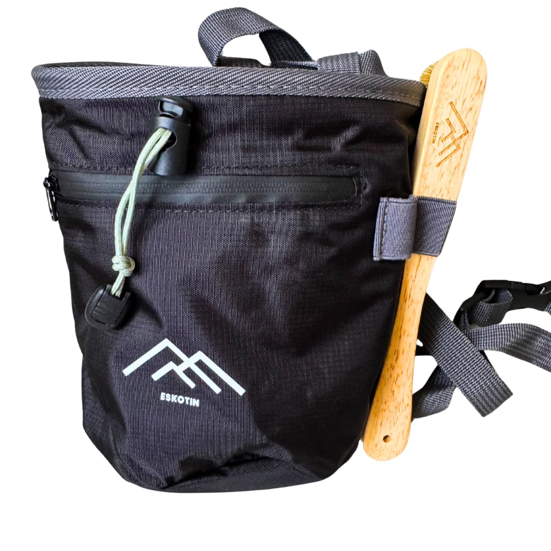 Kit Completo de Escalada Magnesio Chunky 400g + Chalk Bag + Cepillo – Regalo Escalada, Boulder, Halterofilia y Calistenia - Pack Escalada