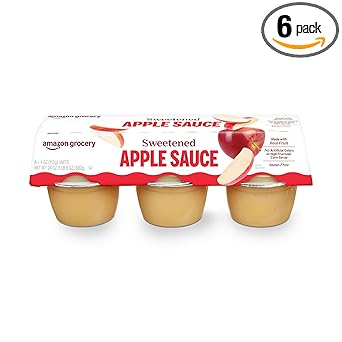 Amazon Grocery, Sweetened Apple Sauce, 4 Oz, Pack of 6 (Previously Happy Belly, Packaging May Vary)