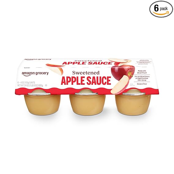 Amazon Grocery, Sweetened Apple Sauce, 4 Oz, Pack of 6 (Previously Happy Belly, Packaging May Vary)