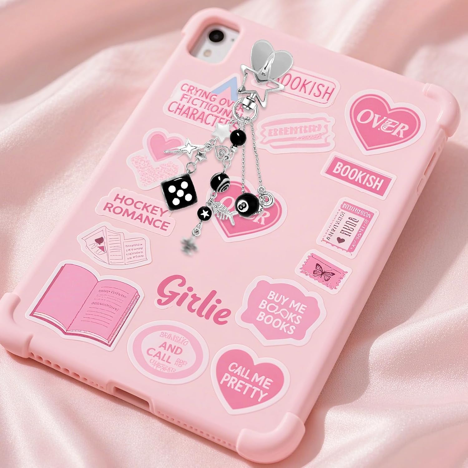 Charm Chains for Kindle Cute Phone Charm Kit Keychain Charms for Kindle with Hook Phone Decorations for Case Hippers Accessories for Readers Booklovers Women Men Gifts