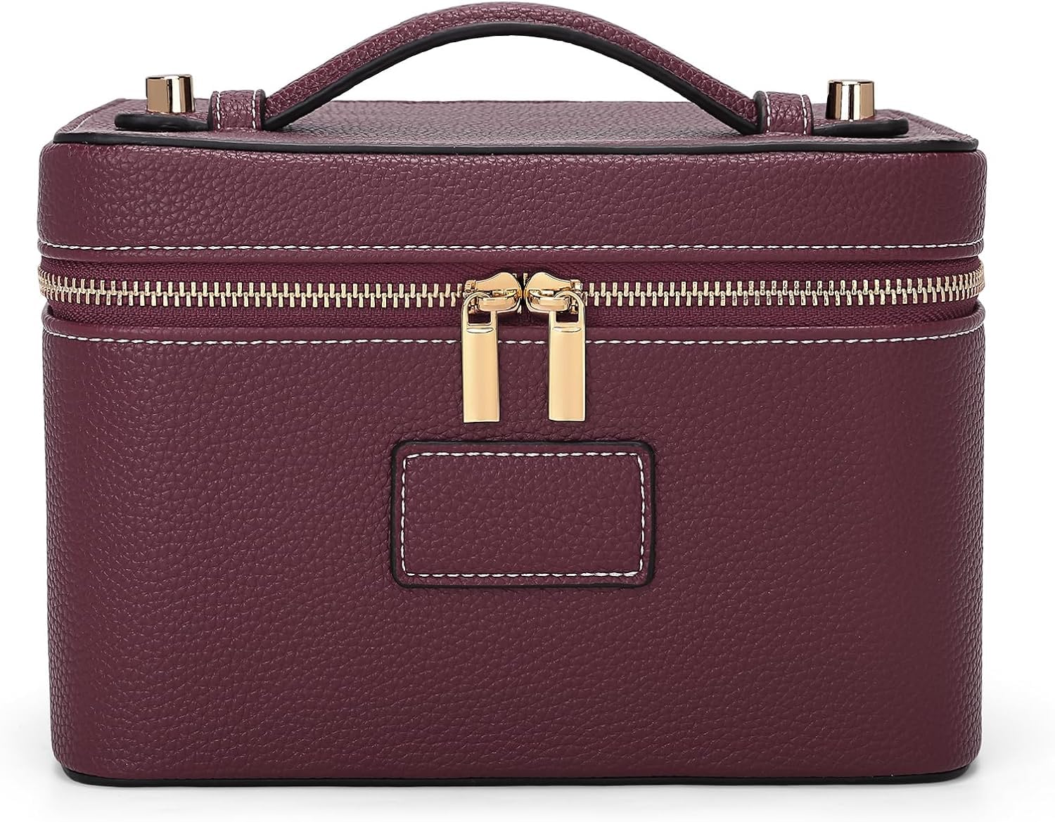 Starnearby Neceser de mujer de piel sintética, bolsa de cosméticos de viaje, neceser de maquillaje para mujer con divisor extraíble, bolsa de aseo, neceser cosmético de viaje, burdeos, 21,5 x 12,5 x