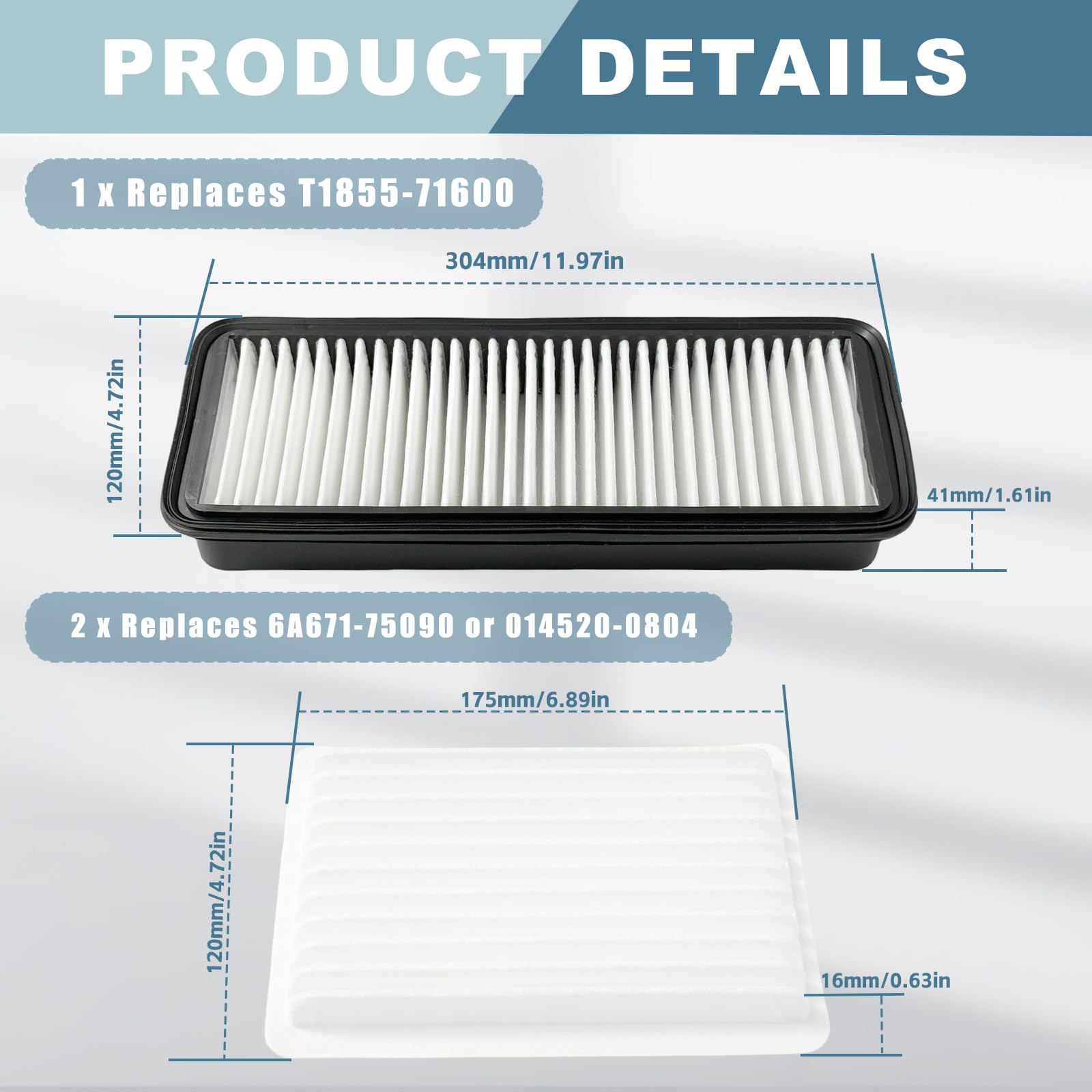 Kit filtro aria per cabina trattore Kubota sostituisce 6A671-75090 014520-0804 e T1855-71600