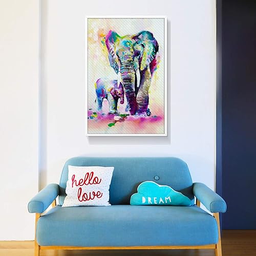 Miniatura 2 de Rompecabezas de 1000 piezas de elefante colorido y elefante bebé para adultos, rompecabezas de madera, rompecabezas de madera, decoración moderna