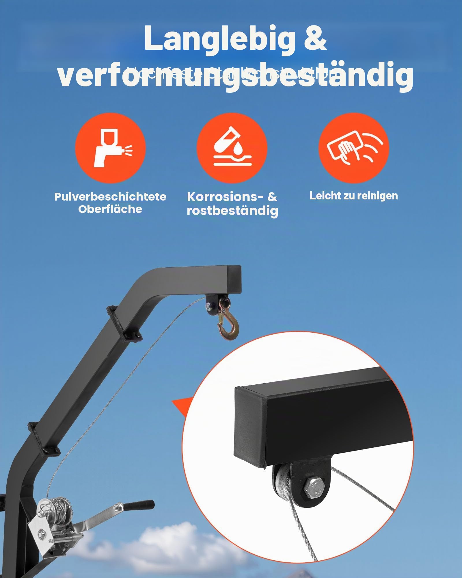 VEVOR Game Hoist zur Baummontage, Tragkraft 160 kg, Wildhebezeug mit Ratschengurt, Hochleistungs-Hirschaufhänger zum Häuten, Säubern, Aufhängen von Wildtieren, 1200 x 310 x 130 mm, Schwarz