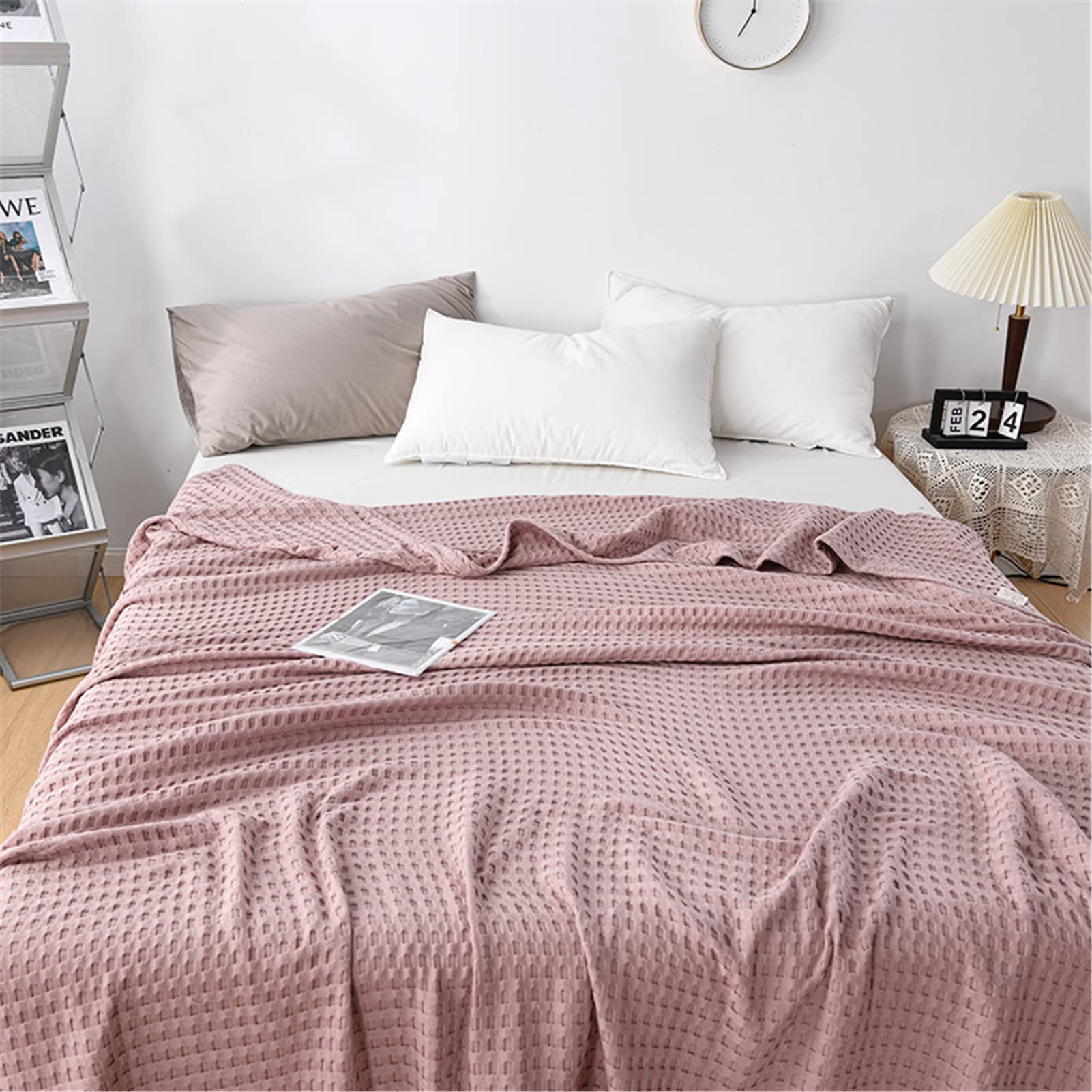 Wohnwohl Sprei van katoen, wafelpiqué, lichte zomerdeken van 100% katoen, luchtige plaid, veelzijdig inzetbaar, onderhoudsvriendelijk, 150 x 200 cm, kleur: brons