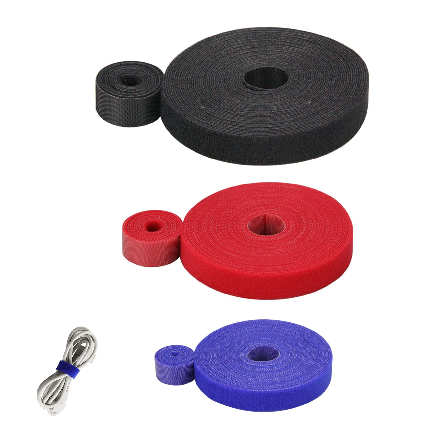 Artong 3 Colours Sticky Velcro Tape - Double-Sided Nylon Hook and Loop Strip Tape Tricolor Suit Self-Adhesive - Ideal for Home, Office, DIY