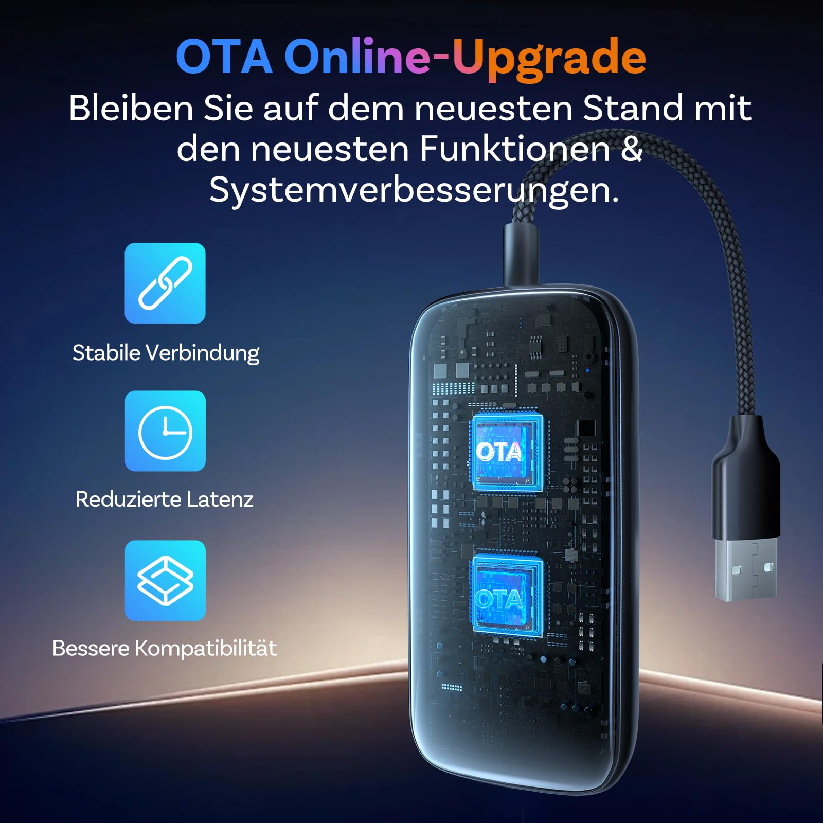 OTTOCAST Play2Video Ultra 2026 AI Box, Kabelloser CarPlay & Android Auto Adapter mit YouTube/Prime Video, WiFi 6, 4GB+32GB, Plug & Play, für Autos mit kabelgebundenem CarPlay ab 2016