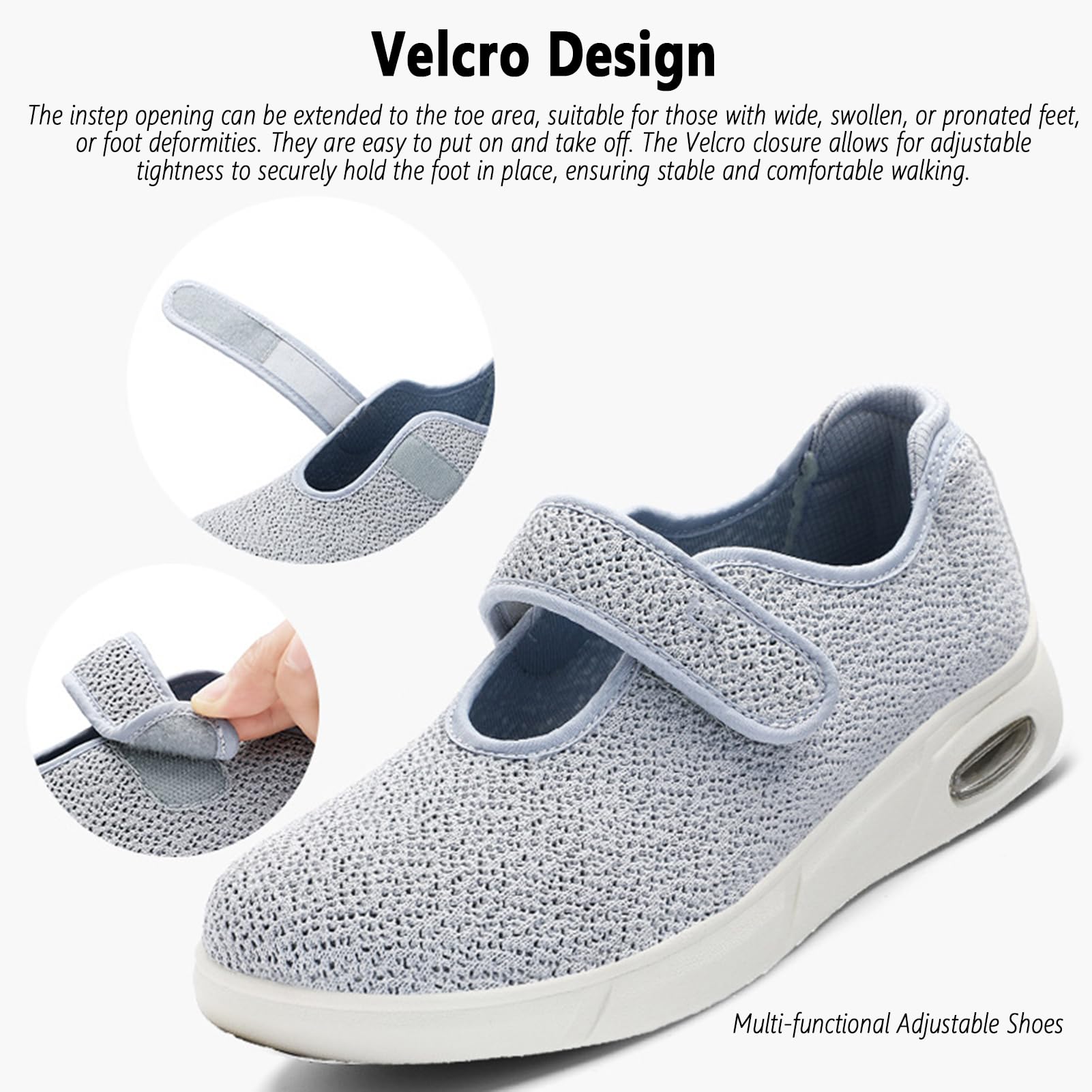 Calzature Diabetiche Donna Ciabatte Estive Scarpe Alluce Valgo Calzature Riabilitative Regolabili Scarpe Casual Ammortizzate Ad Aria Anziani Piedi Artritici Extra Larghe Antiscivolo