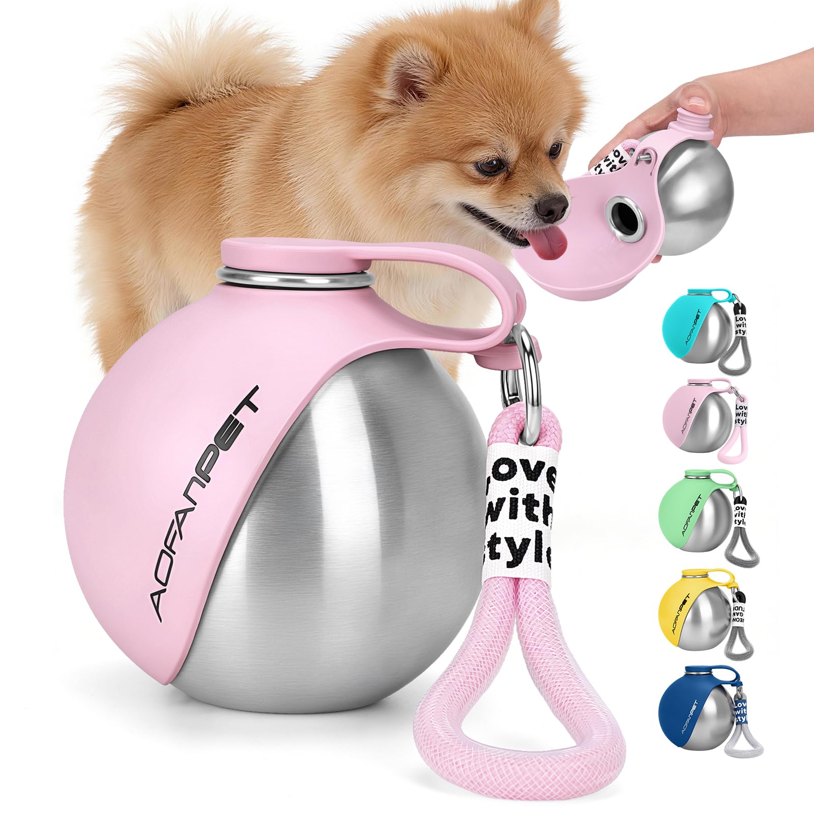 Pet Supplies : Portable Dog Water Bottle 10oz Stainless Steel