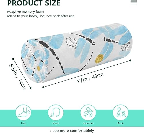 Miniatura 2 de Dragonfly Summer Blue Fashion Yoga Bolster Pillow Round Neck Roll Pillow Bed Soft Round Pillow for Round Pillow Cases with Zipper Cervical Cylinder