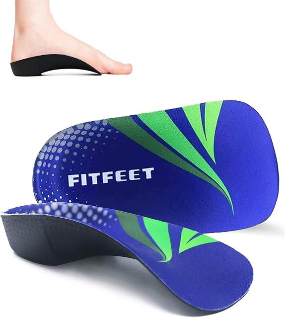 RooRuns Orthotic Insoles, 3/4 High Arch Support Shoe Inserts Insoles for Flat Feet, Plantar Fasciitis, Foot Arch, Feet Fatigue - Heel Cushion for Men, Woman, Medium (6-9.5 UK), Deep Blue