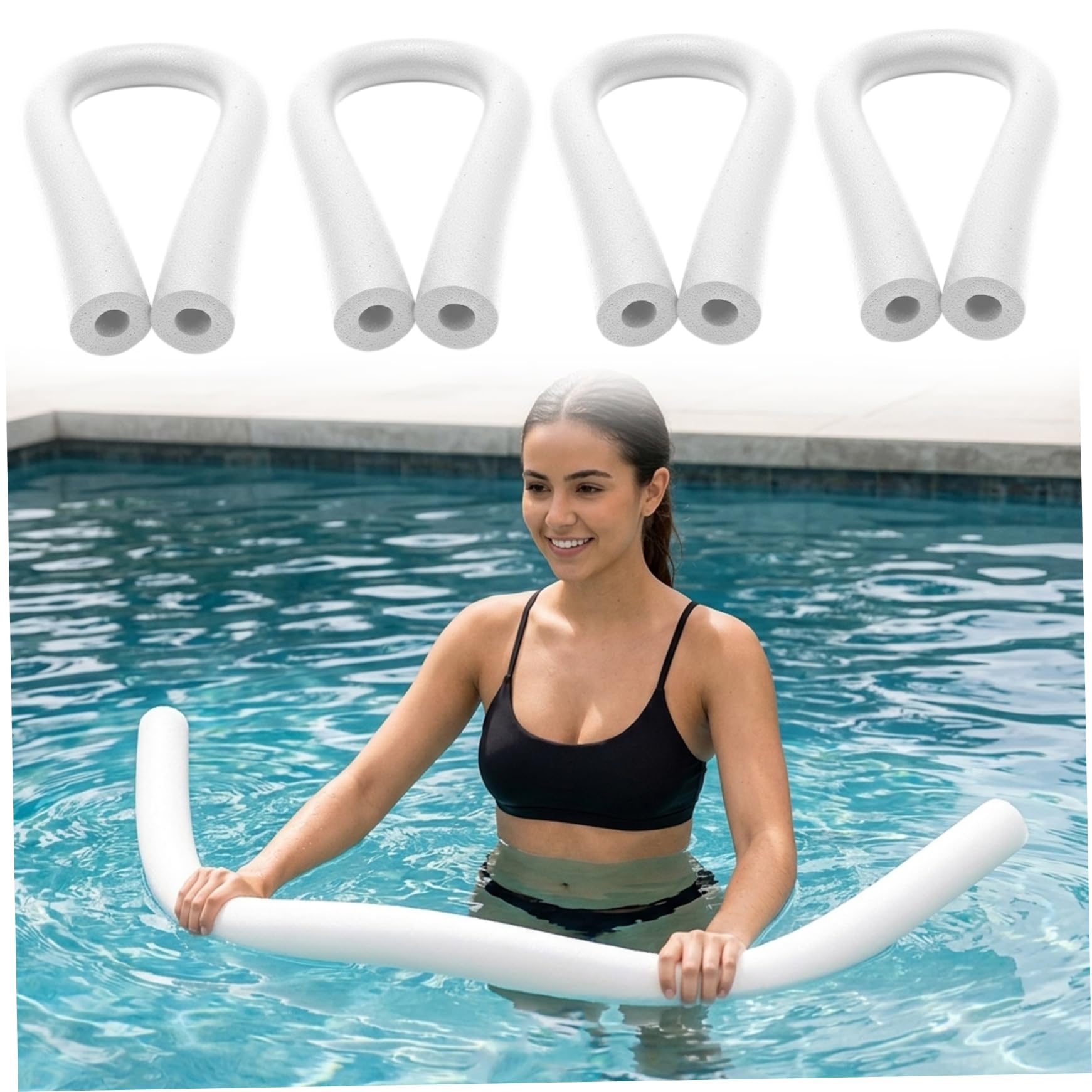 4 Pack Pool Noodles 60 Inch Long Hollow Foam Noodles for Swimming Water Play Support Soft sturdy PE Material White