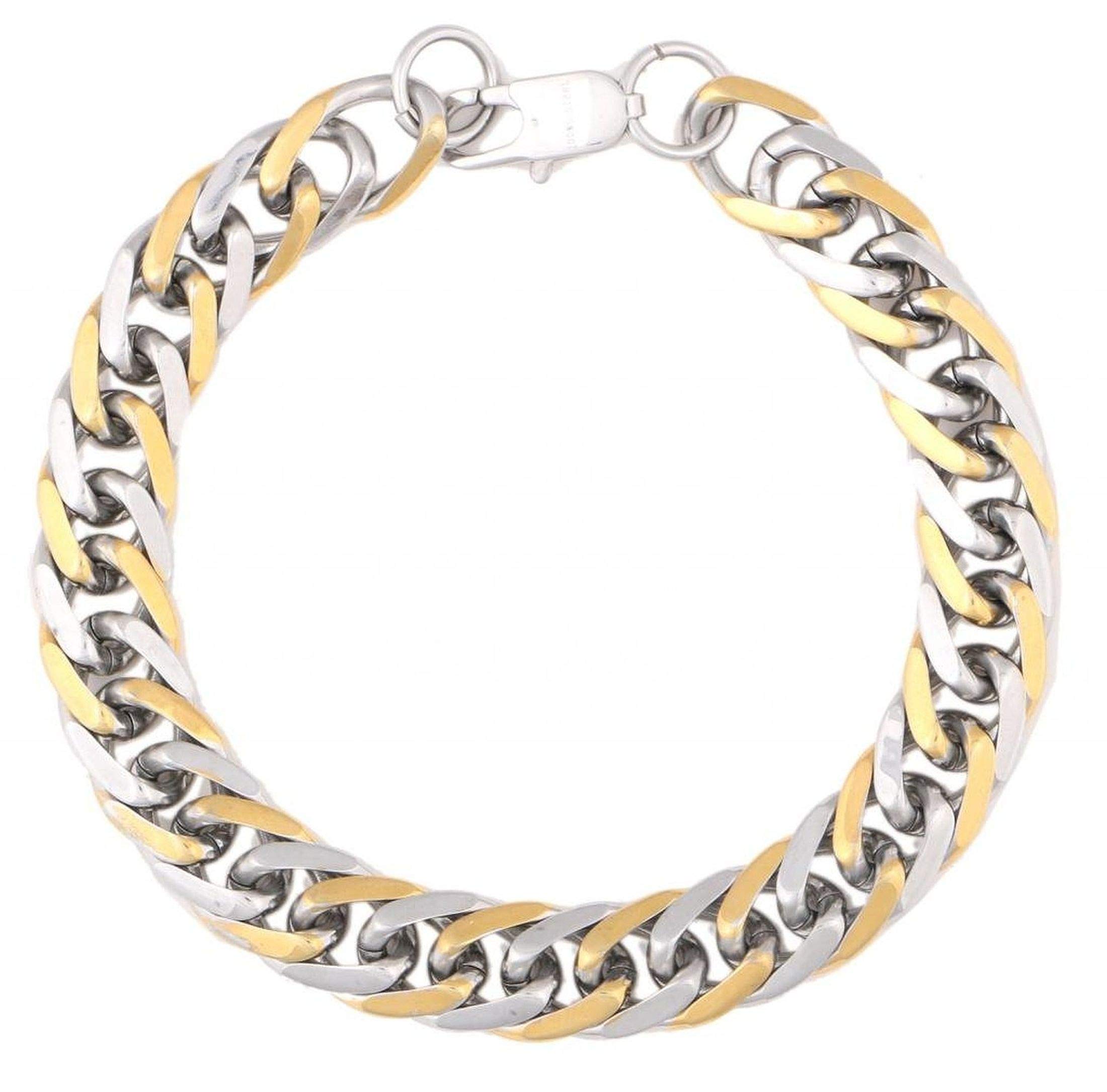 ZIVOMMen's 316L Stainless Steel Two Tone 3D Curb Rhodium Plated Bracelet Multi-Color