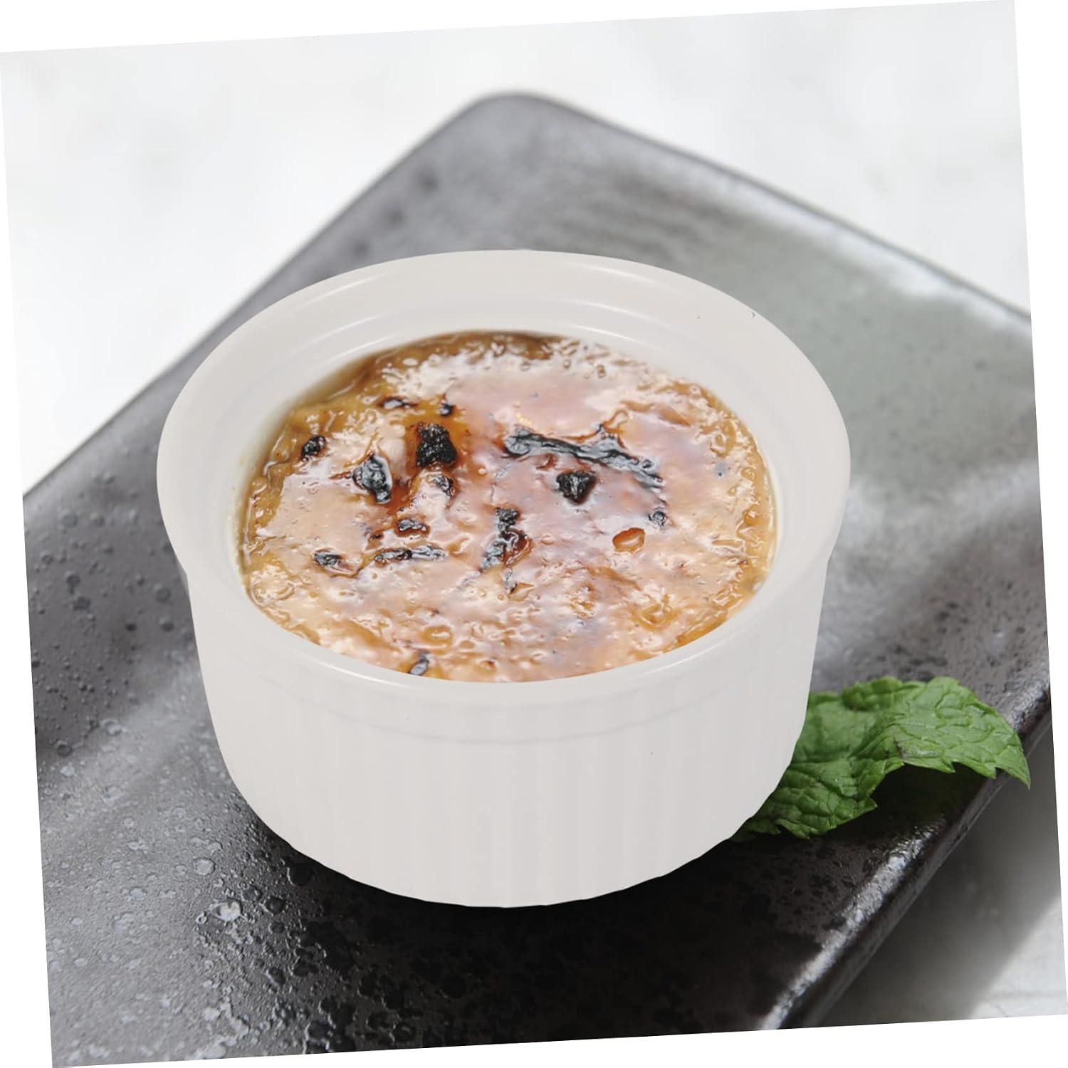ULTECHNOVO Ceramic Baking Bowl with Lid Oven Safe Pudding and Fruit Serving Dish Sturdy Souffle Ramekin for Home Restaurant Buffet Party Use