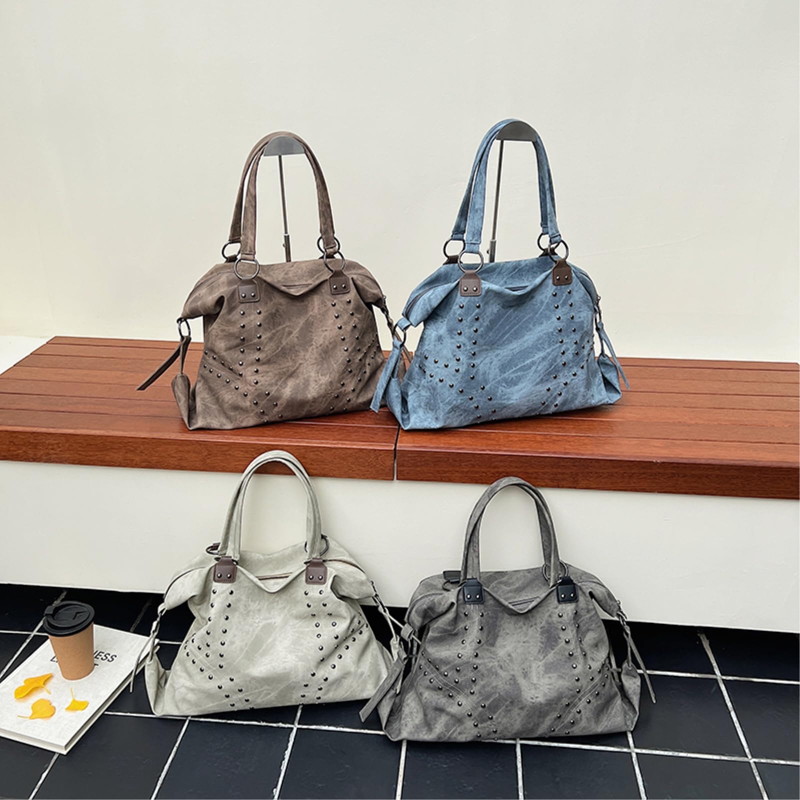 Torba crossbody nity duża pojemność PU ramię dla kobiet zima damska punk styl torby torebki