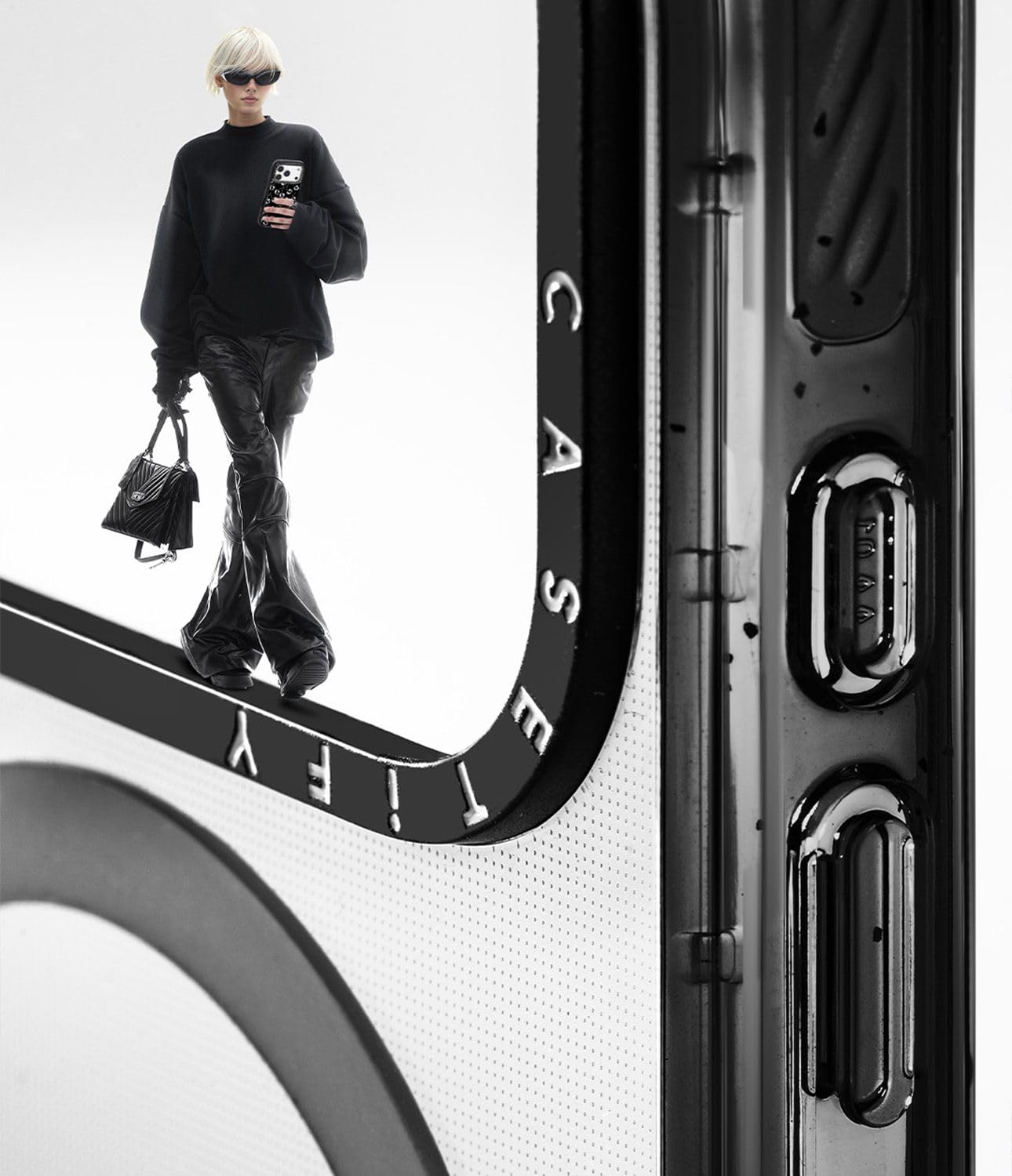 CASETiFY Funda para iPhone 17 - Bounce compatible con MagSafe | Protección contra caídas de grado militar 7X de 6,5 m | Margarita mística | Negro