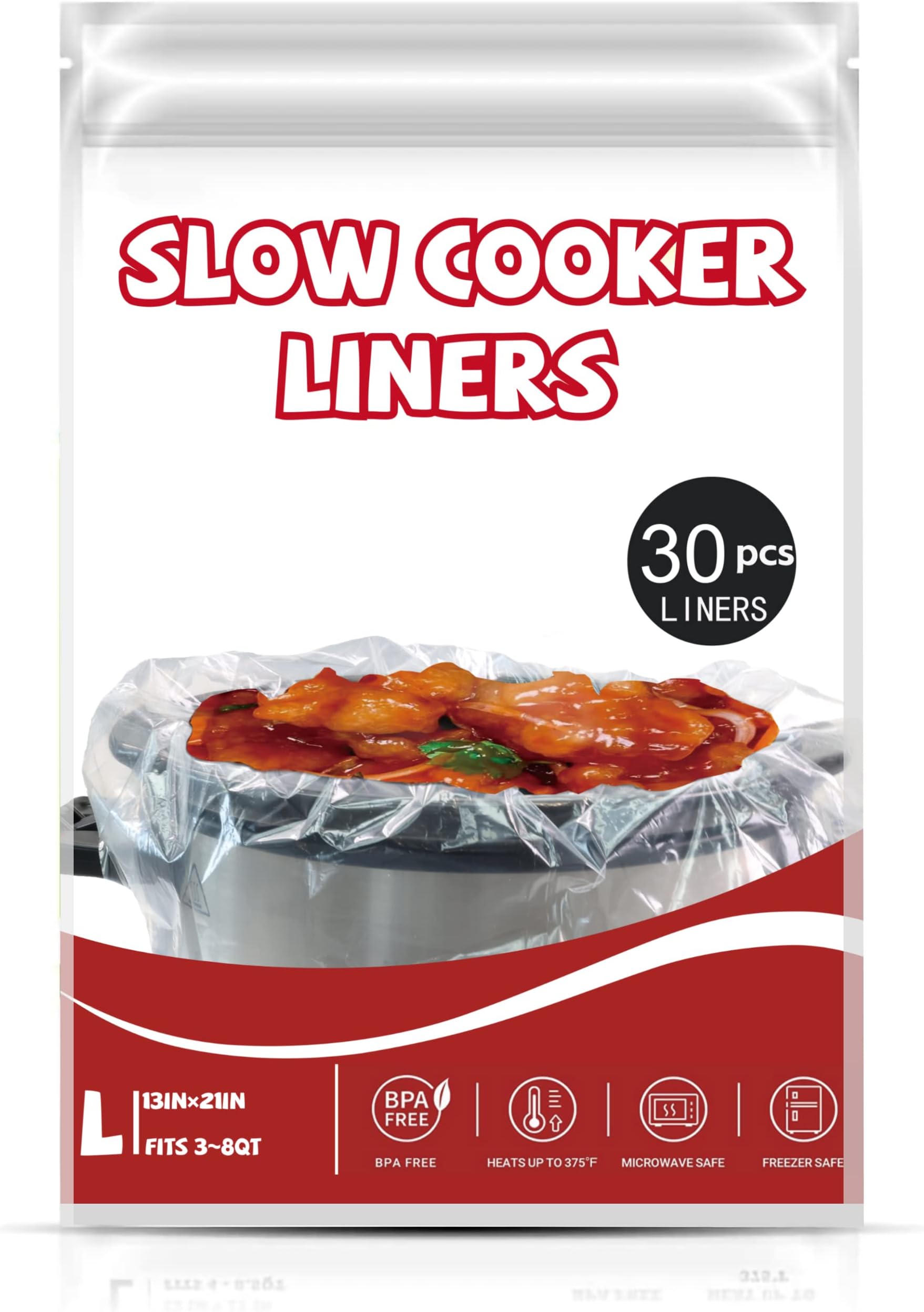 Slow Cooker Liners (30 Liners), 13" × 21" Crock Pot Liners