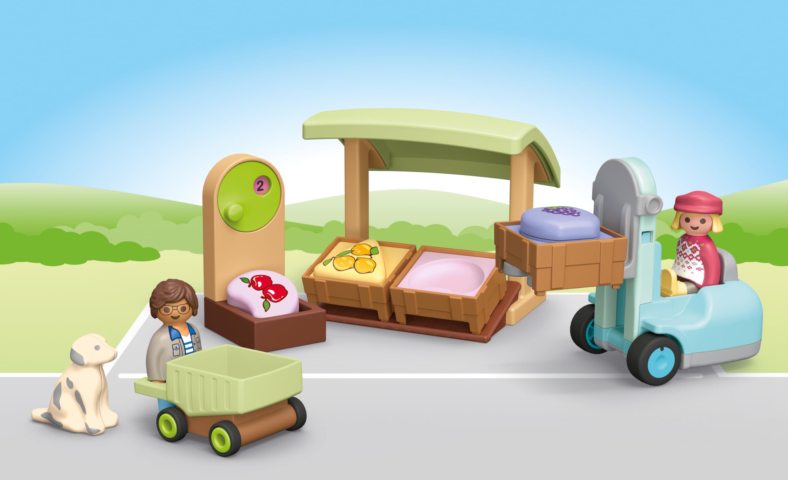 Playmobil 71691 JUNIOR: Organic Market Stall and Forklift, educational toy, made from over 90% plant-based plastics - Image 4