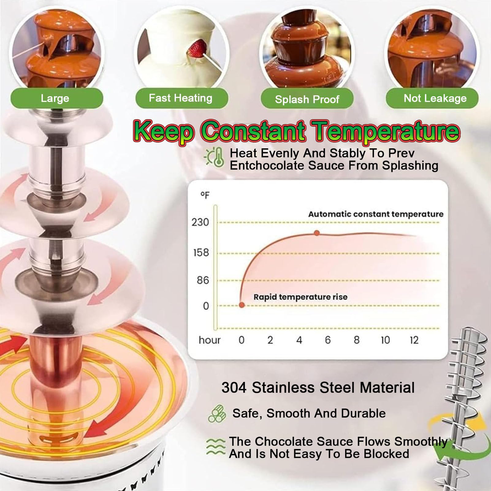 Fuente De Fondue De Chocolate para Uso Doméstico Y Comercial, Máquina De Cascada De Chocolate De 4/5/6/7 Niveles con Control De Temperatura, para Fiestas, Restaurantes, B,7