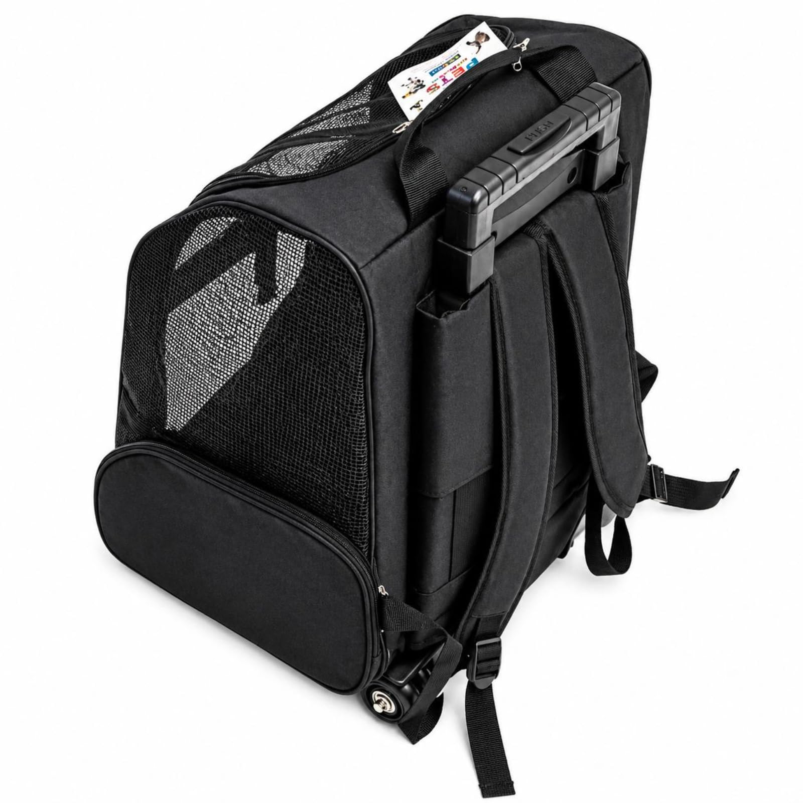 Bolsa de transporte para gatos (2 en 1, con ruedas y mochila, bolsa de transporte para gatos y perros pequeños, hasta 15 kg, bolsa de transporte ventilada, con bolsillos de almacenamiento, 51