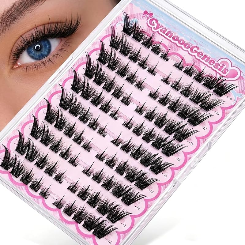 Cílios postiços em tufos Fox Eye CC-Curly, efeito wispy e spiky, 10–18 mm, 100 unidades