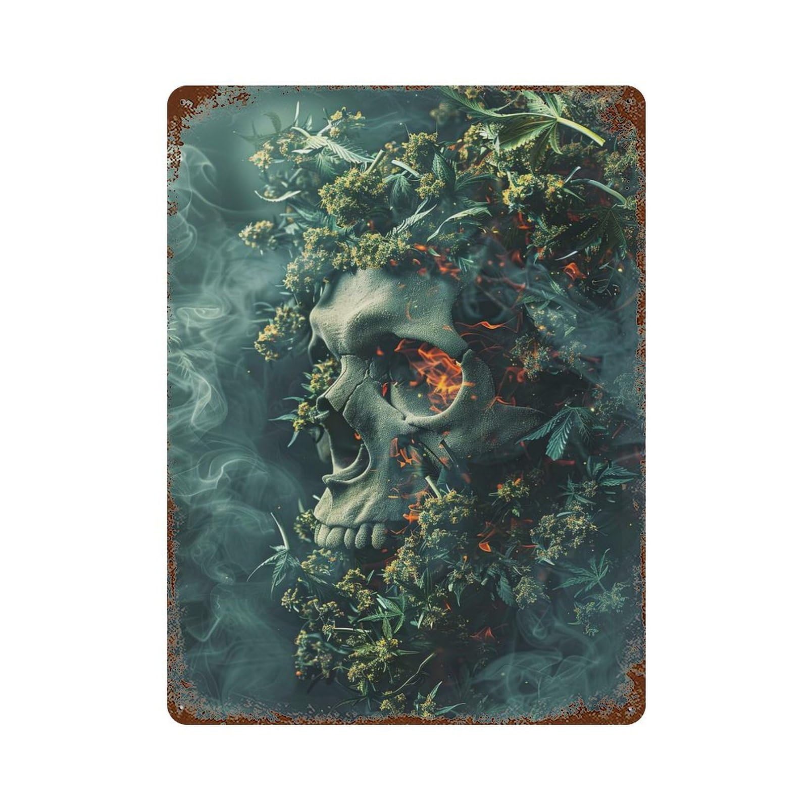 Retro Metal Sign with Weed IX Design 15.7"x11.8", for Bistro, Counter And Cafe Decor, Shabby Chic Decor