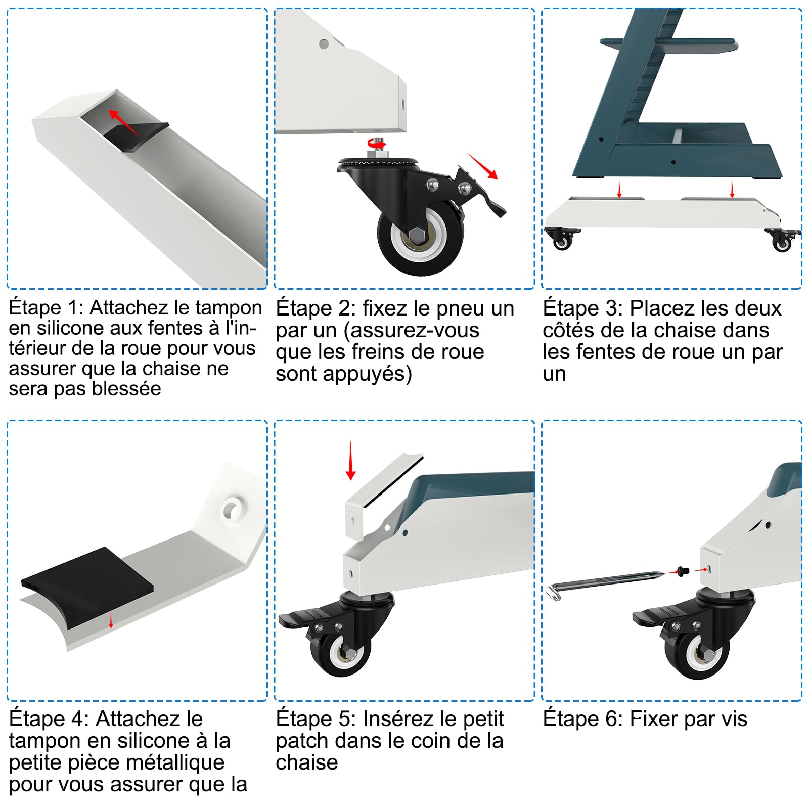 Roues compatibles avec chaise haute Stokke Tripp Trapp sans perçage
