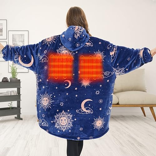 Miniatura 2 de Venustas Manta térmica con capucha con batería de 7.4 V, manta Sherpa de gran tamaño, acogedora y suave