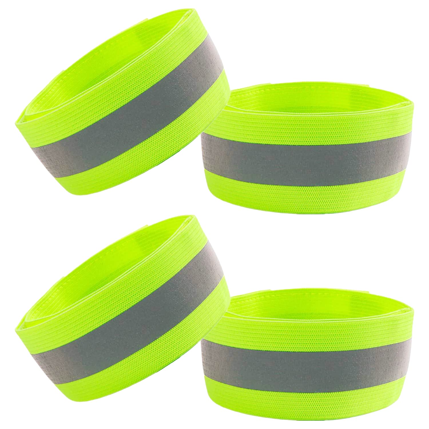 GUCABE Reflective Bands for Arm, Ankle, Leg and Wrist. High Visibility Reflective Gear for Running, Night Walking and Cycling. Safety Reflector Straps. Very Large Reflective Surface Area