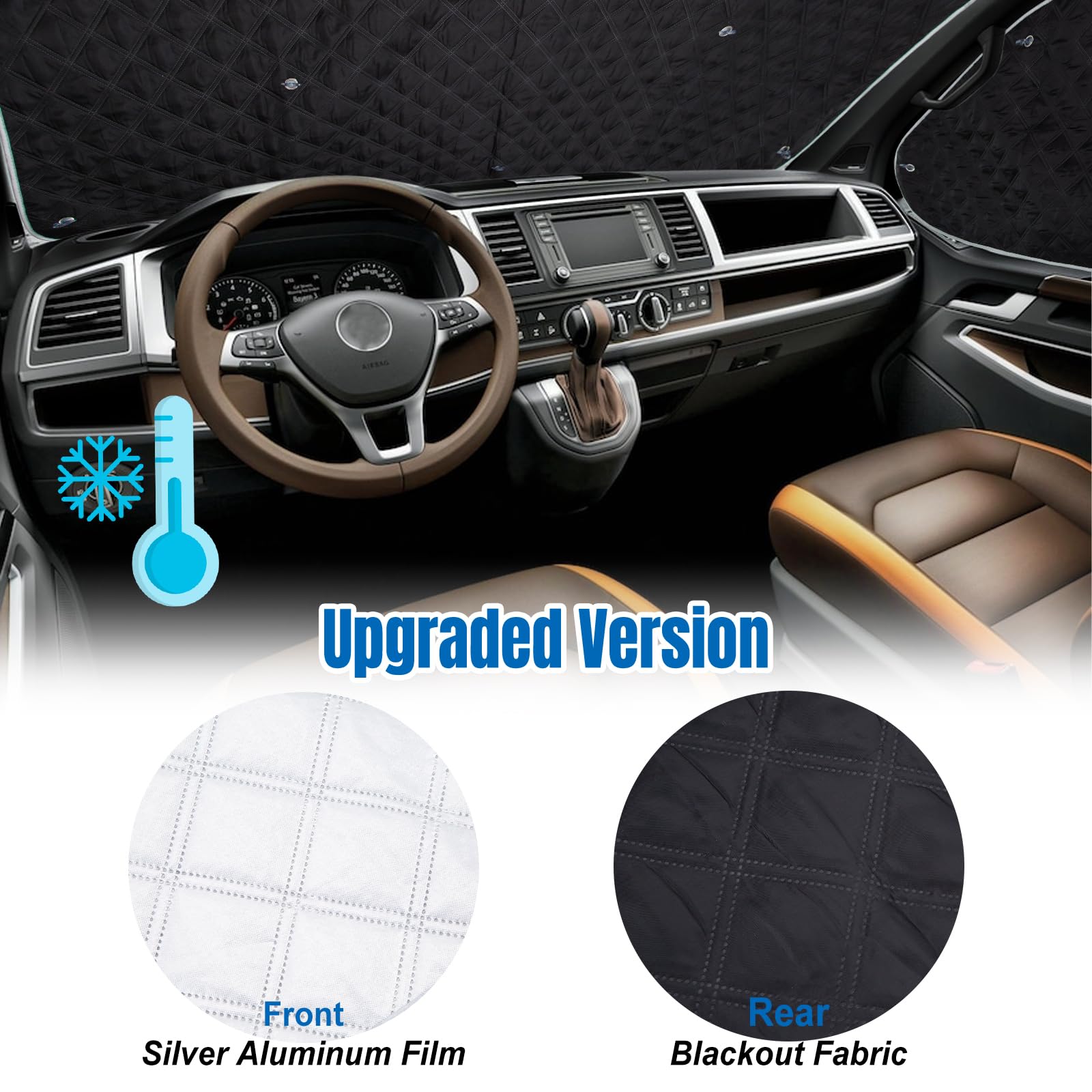 Pare-soleil 3 Pièces Pour VW T5 T6 – Couverture Pare-brise En Aluminium | Protection UV Et Chaleur | Avec Sac De Rangement - 4