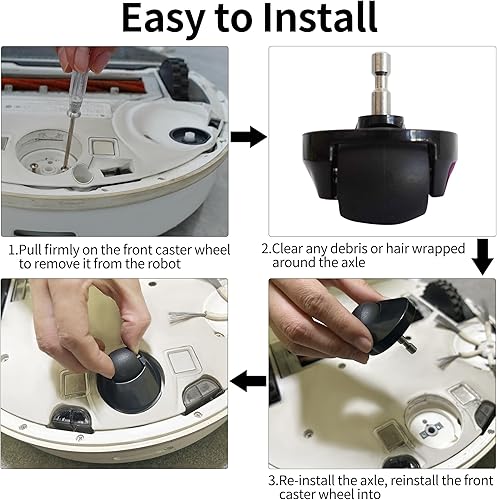 Miniatura 37 de Conjunto de rueda delantera de repuesto compatible con todas las aspiradoras iRobot Roomba 500, 600, 700, 800, 900, e, i y j, 2
