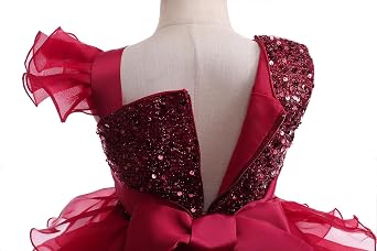 Lamgool Girls Formal Dress Toddler Pageant Rainbow Princess Ruffle Flower Elegant Tutu Sequin Ball Gown for Baby Girls Spring