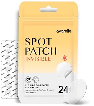 AVARELLE Invisible Acne Spot Patch 24 Count Ultra Thin Hydrocolloid Spot Sticker for Day Time Acne l For Covering Zits & Blemish with Calendula, Rosehip Seed, Vegan, Cruelty Free