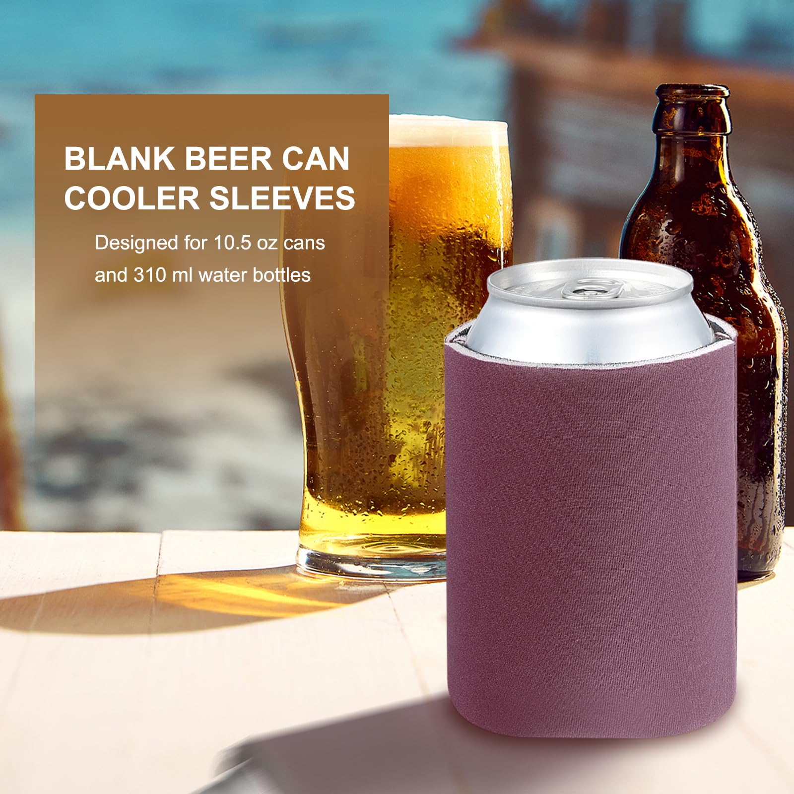 PATIKIL Blank Beer Can Cooler Sleeves 50Pcs Plain Bulk Collapsible Bottle Sleeve Insulated Foam Can Cover for 10oz Bottle Wedding Party HTV Sublimation - Image 3