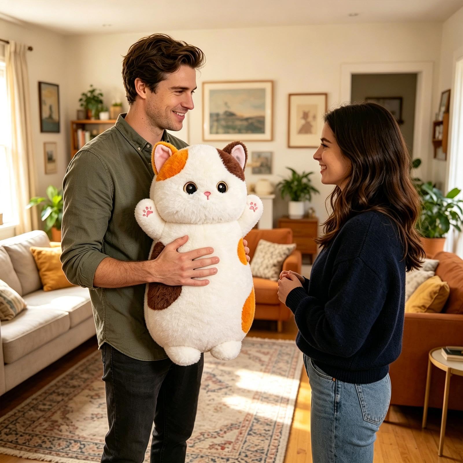 Almohada De Gato De Peluche Para Dormir Juguete De Peluche Suave De 65 cm | Almohada Corporal Larga De Gato Para Niños Niñas Adultos Hogar Sofá Cama Salón Dormitorio Decoración Cumpleaños