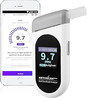 KETOSCAN SMART Breath Ketone Meter, Diet & Fitness Tracker | Monitor Your Fat Metabolism, Level of Ketosis on Low carb, Ketogenic or Any Nutrition & Fitness Program