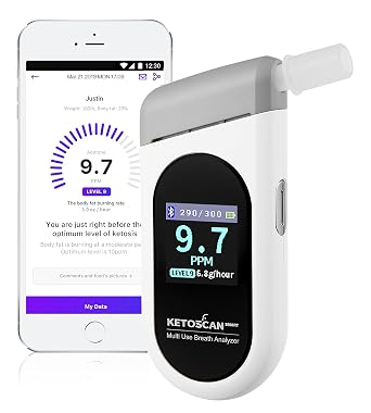 KETOSCAN SMART Breath Ketone Meter | Self-Replace Sensor, Ketone Monitor for Keto & Low Carb Diet, Fat Metabolism Tracker