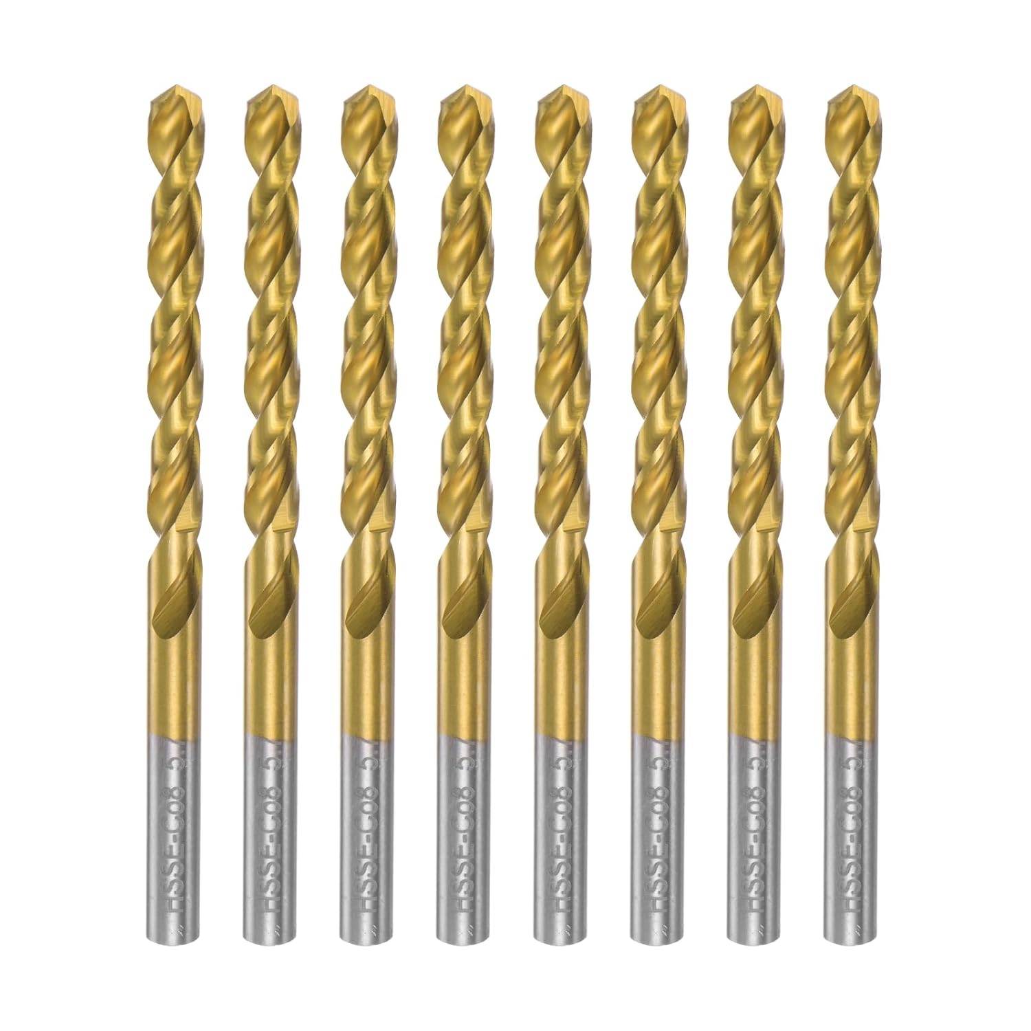 uxcell High Speed Steel Straight Shank Twist Drill Bit Fully Ground Titanium Coated 5.7mm Drill Diameter 34mm Total Length 12mm Drill Bit Length 8 Pcs