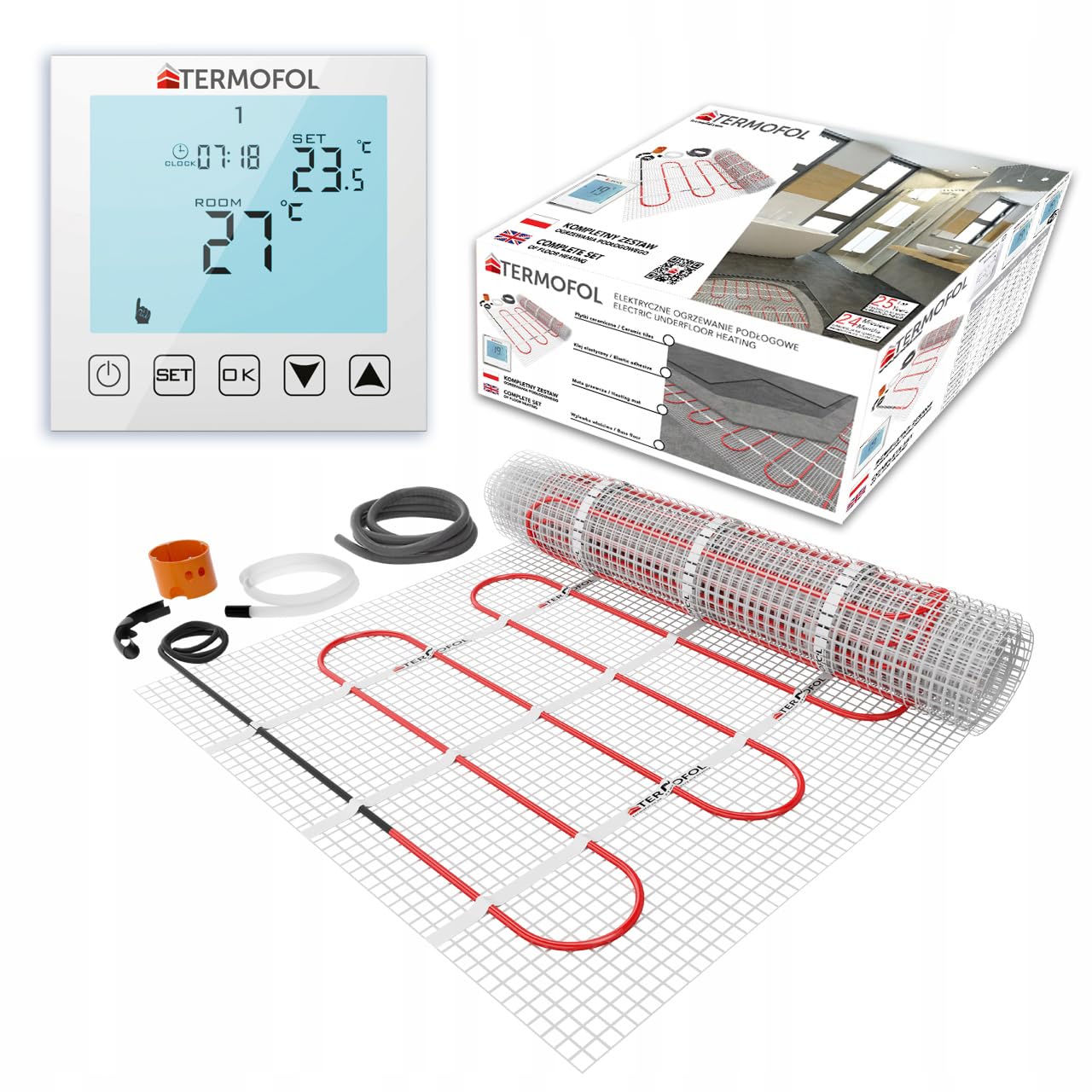 Elektrische Vloerverwarming Magnum Mat incl. Klokthermostaat Zwart 1 m2