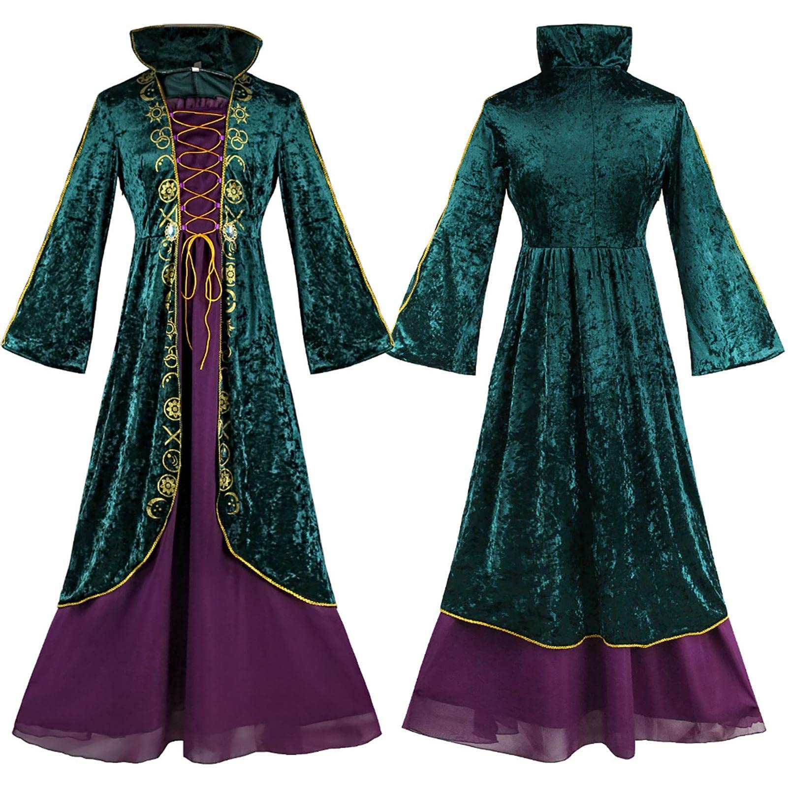 Keptfeet Disfraz de Winifred Sanderson Sisters, Vestido de Bruja para Mujer Adulta, Traje de Fiesta de Halloween, Vestido de Tul