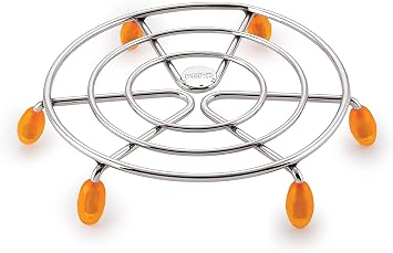 Priya Heavy Stainless Steel Hot Pot Stand Round, Small Size Trivet for Kitchen & Dining, Heat-Resistant, Rust-Proof, Sturdy Support for Hot Pots, Pans, Cookware Silver Finish