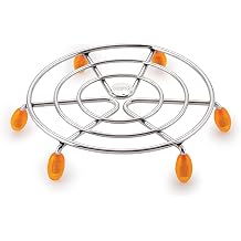 Priya Heavy Stainless Steel Hot Pot Stand Round, Small Size Trivet for Kitchen & Dining, Heat-Resistant, Rust-Proof, Sturdy Support for Hot Pots, Pans, Cookware Silver Finish
