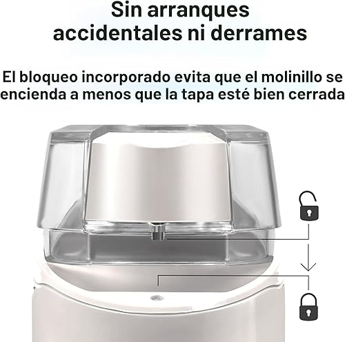 Miniatura 3 de Proctor Silex Molinillo de café eléctrico para granos, especias y más, cuchillas de acero inoxidable, 12 tazas, color blanco Blanco,Negro