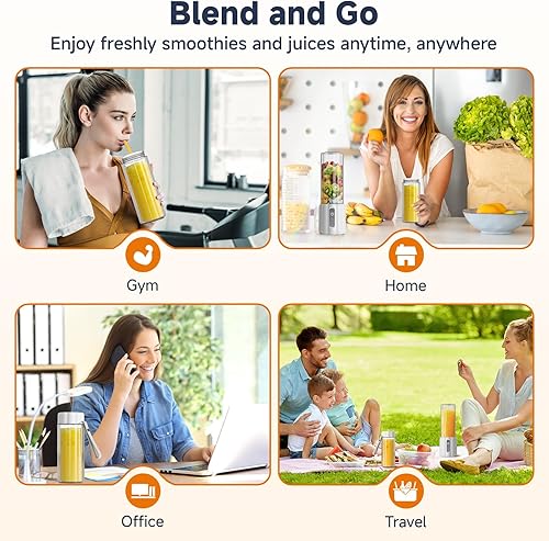 Miniatura 7 de COKUNST Licuadora portátil, pequeña licuadora de batidos y batidos con pantalla LED, licuadora personal de 17 onzas (16.9 fl oz) con 6 cuchillas,