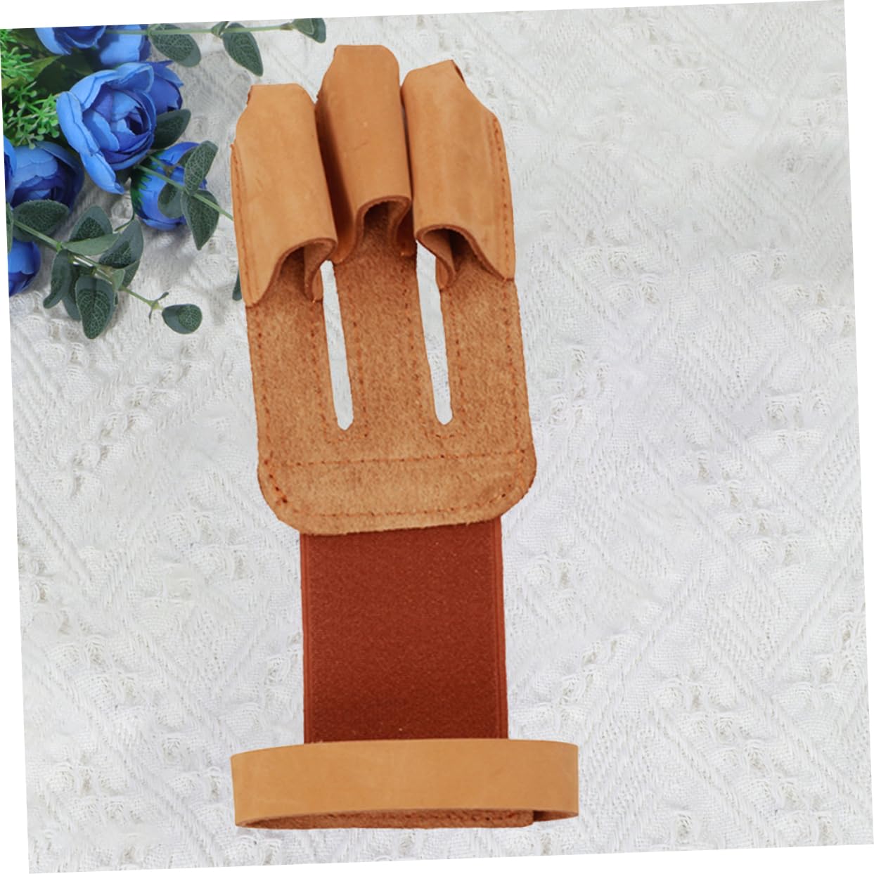YARNOW Three-Finger Gloves for Archery Non-Gloves Protection Sleeve Leather Finger Guard for Right Left Hand