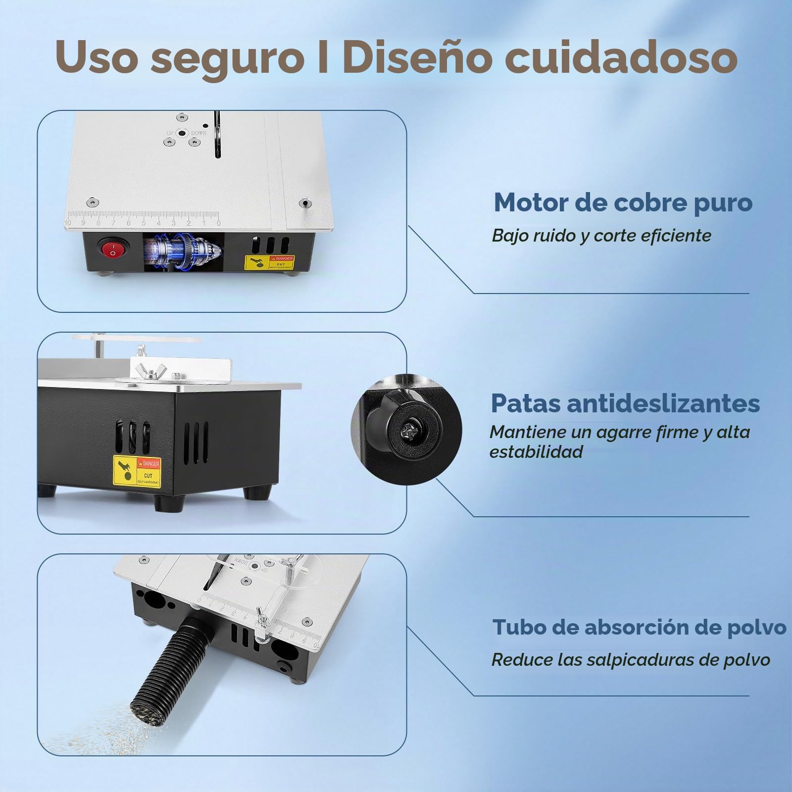 Mini sierra circular de mesa 5000RPM, 100W 0.1-15mm Micro para carpintería, acrílico, bricolaje, PVC, sierra de precisión Máquina cortadora pequeña Sierra de mesa pequeña de escritorio