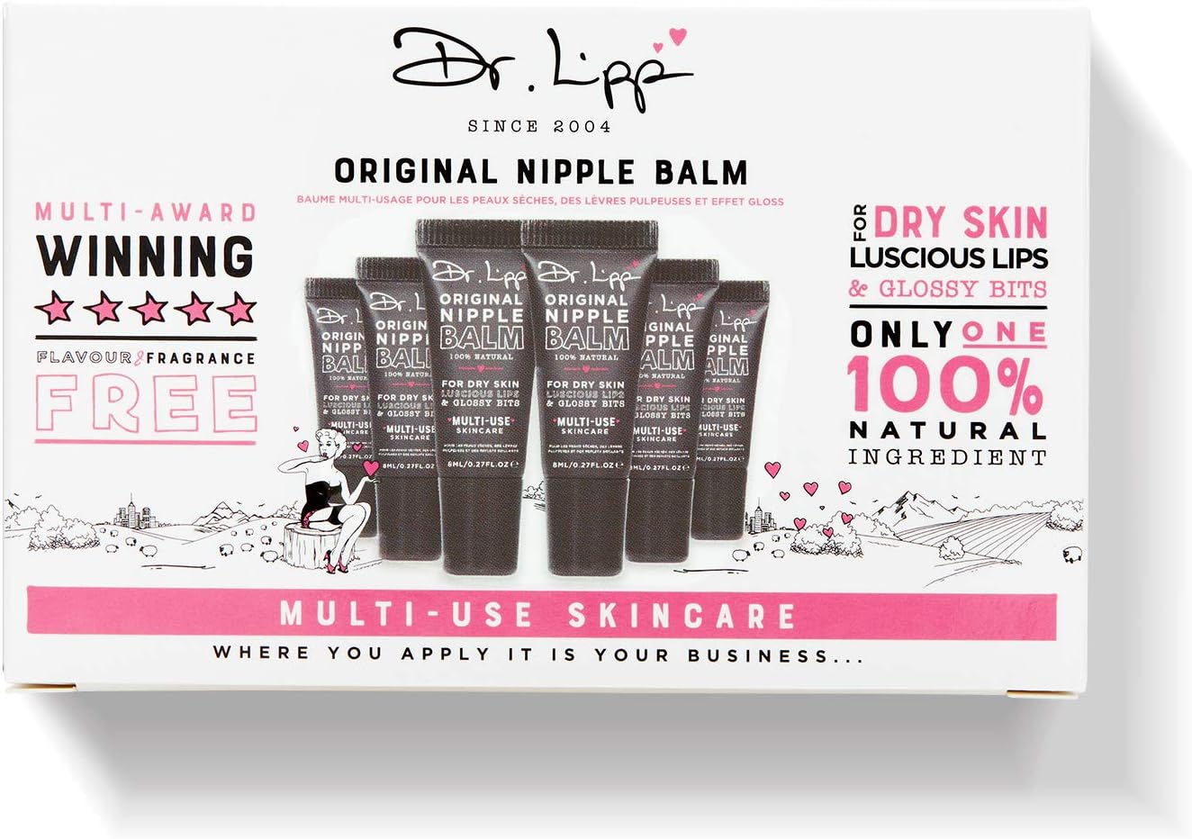 Dr.Lipp ORIGINAL NIPPLE BALM 6 x 8ML, for dry skin, luscious lips