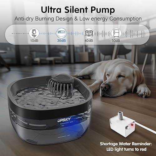 Miniatura 4 de UPSKY Fuente de agua para perros, dispensador automático grande de agua para perros, fuente de agua ultra silenciosa para gatos, fuente de agua para
