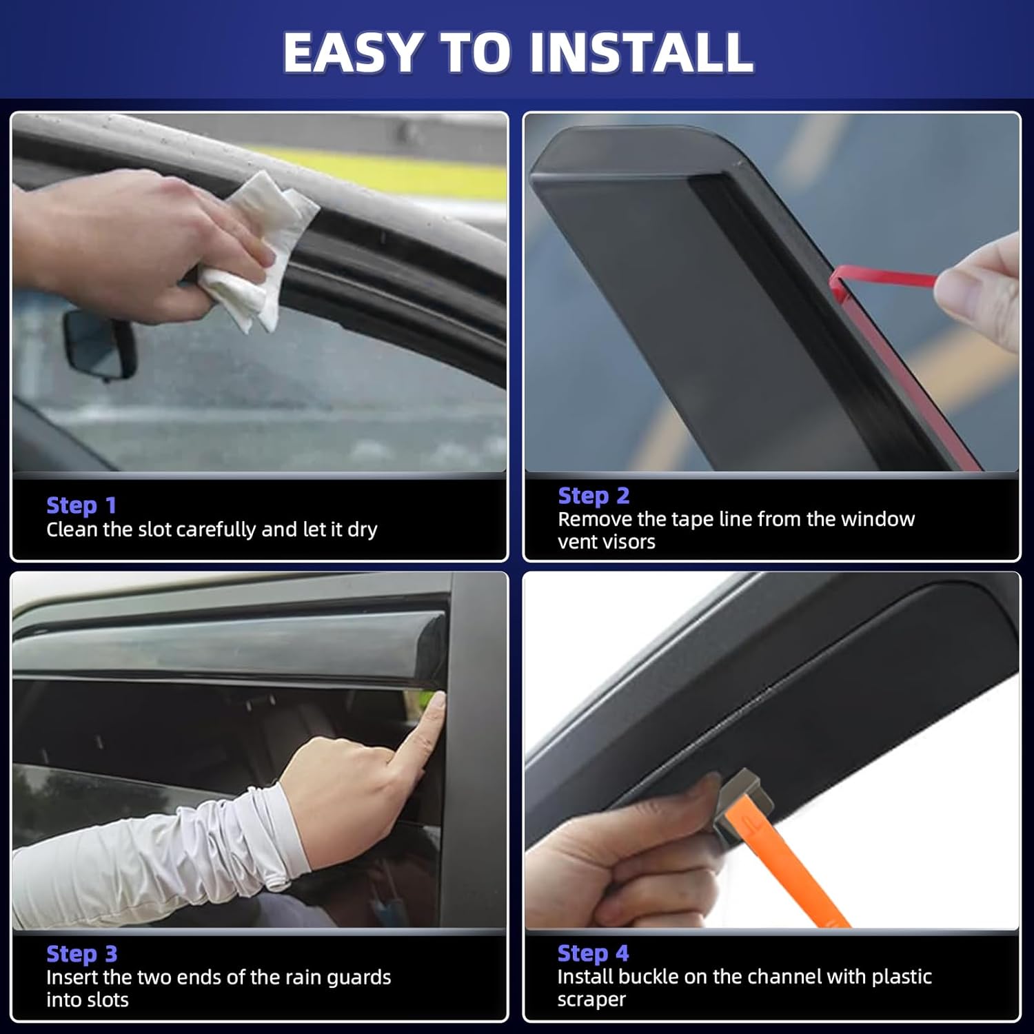 4PCS in Channel Rain Guards Fit for Volkswagen Golf MK6 Hatchback 2010 2011 2012 2013 2014, Vent Window Visors Shades Shield, Side Wind Deflectors, Exterior Car Accessories